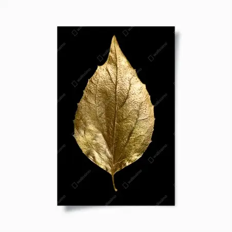 Poster foglia dorata su sfondo nero • Wallissimo®