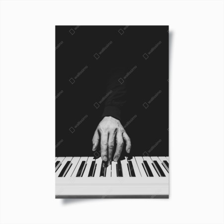 Poster mano sul pianoforte in bianco e nero • Wallissimo®