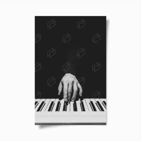 Poster mano sul pianoforte in bianco e nero • Wallissimo®
