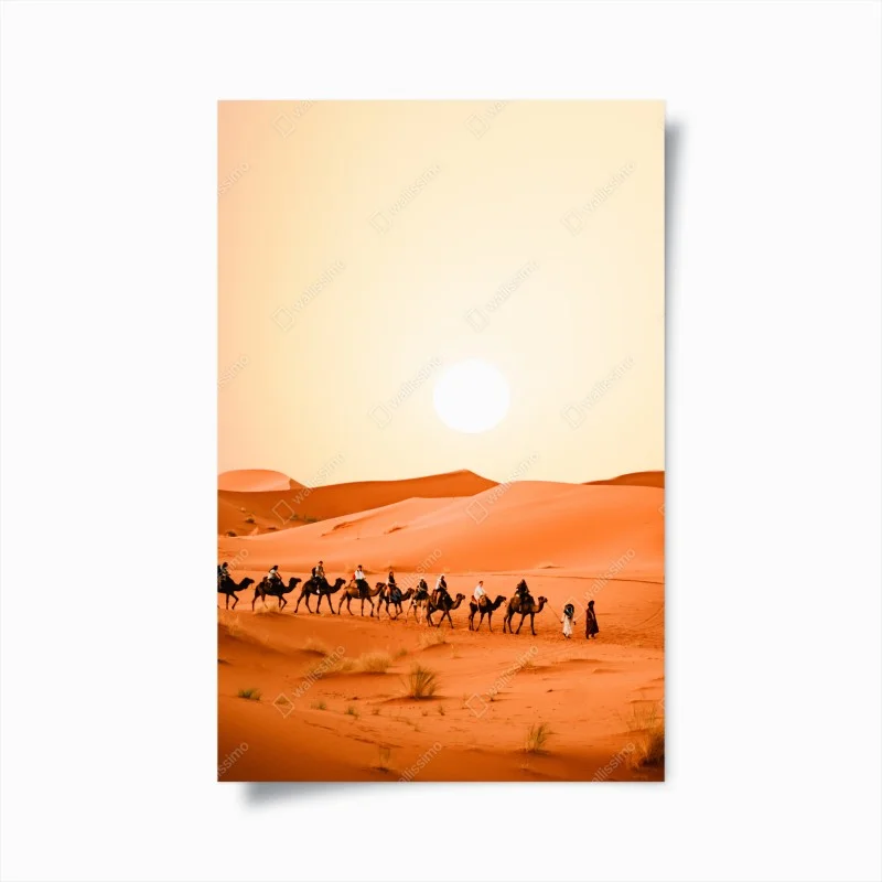 Poster carovana nel deserto al tramonto