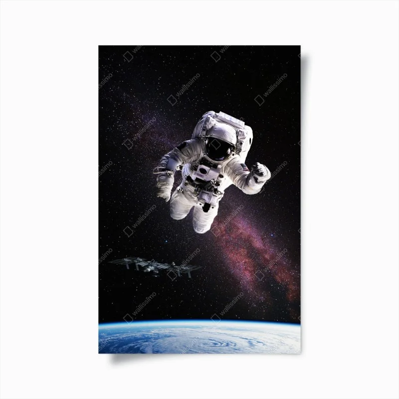 Poster astronauta in orbita sopra la terra