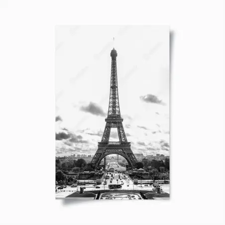 Poster vista iconica della Torre Eiffel a Parigi • Wallissimo®