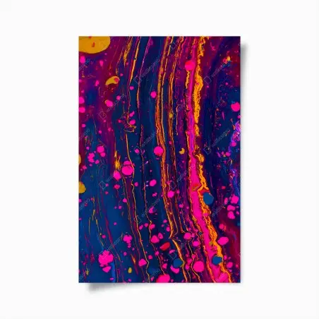 Poster marmo psichedelico fucsia su blu profondo • Wallissimo®