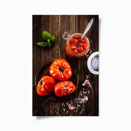 Poster pomodori rustici con salsa e basilico • Wallissimo®