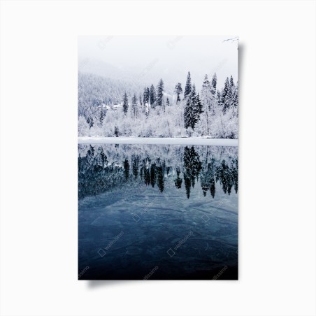 Poster riflessi di neve sul lago • Wallissimo®
