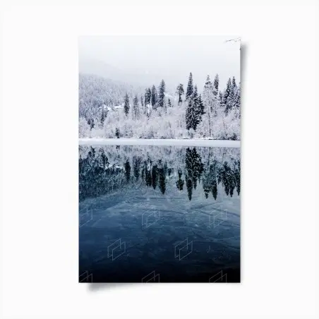 Poster riflessi di neve sul lago • Wallissimo®