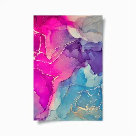 Poster sogno liquido: inchiostro alcolico rosa e azzurro • Wallissimo®
