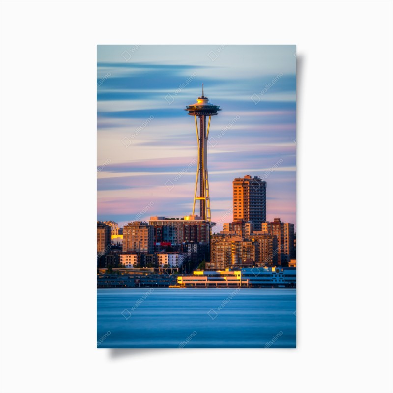 Poster tramonto sulla Space Needle di Seattle