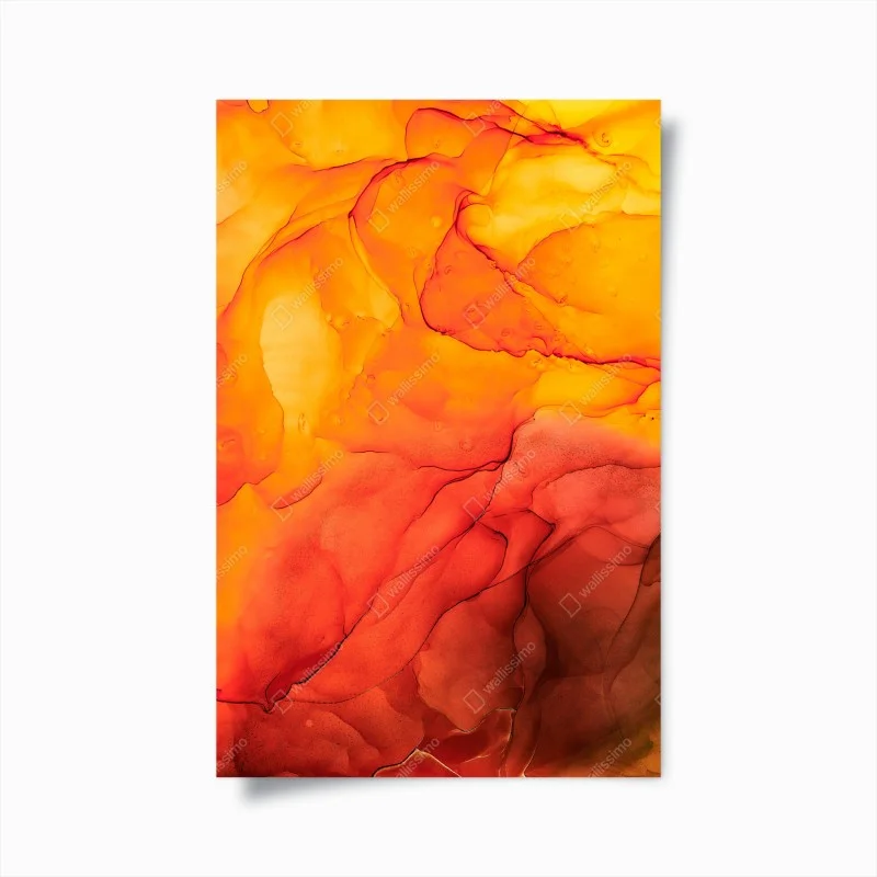 Poster esplosione arancione inchiostro alcolico astratto