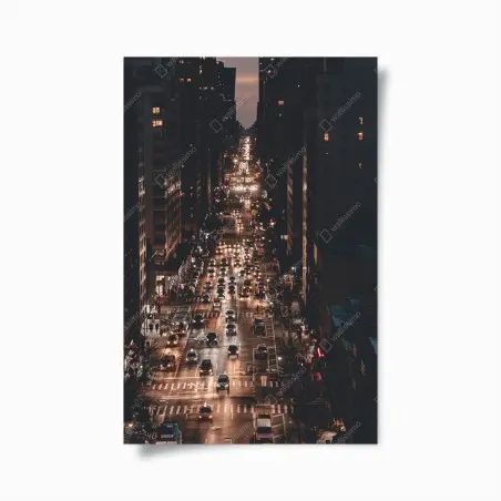 Poster notte metropolitana a Manhattan: luci e traffico • Wallissimo®