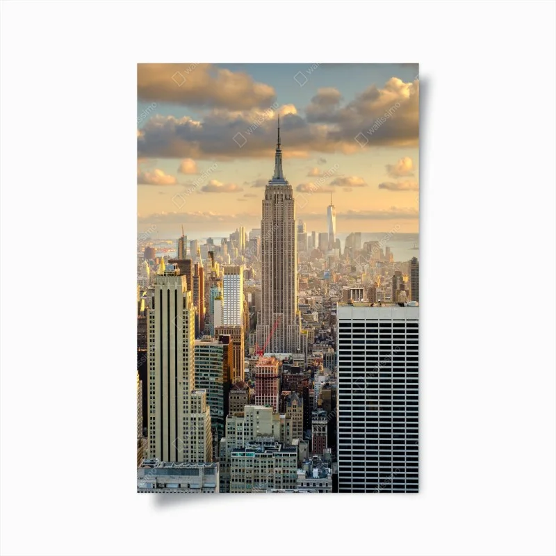 Poster tramonto dorato su New York con Empire State Building
