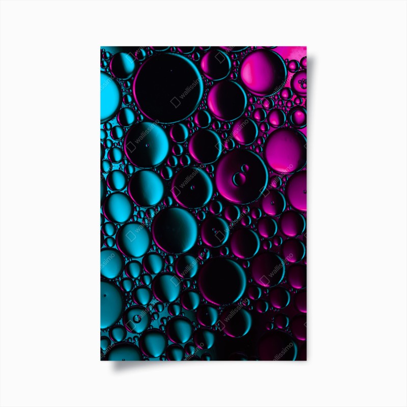 Poster bolle astratte in neon turchese e magenta
