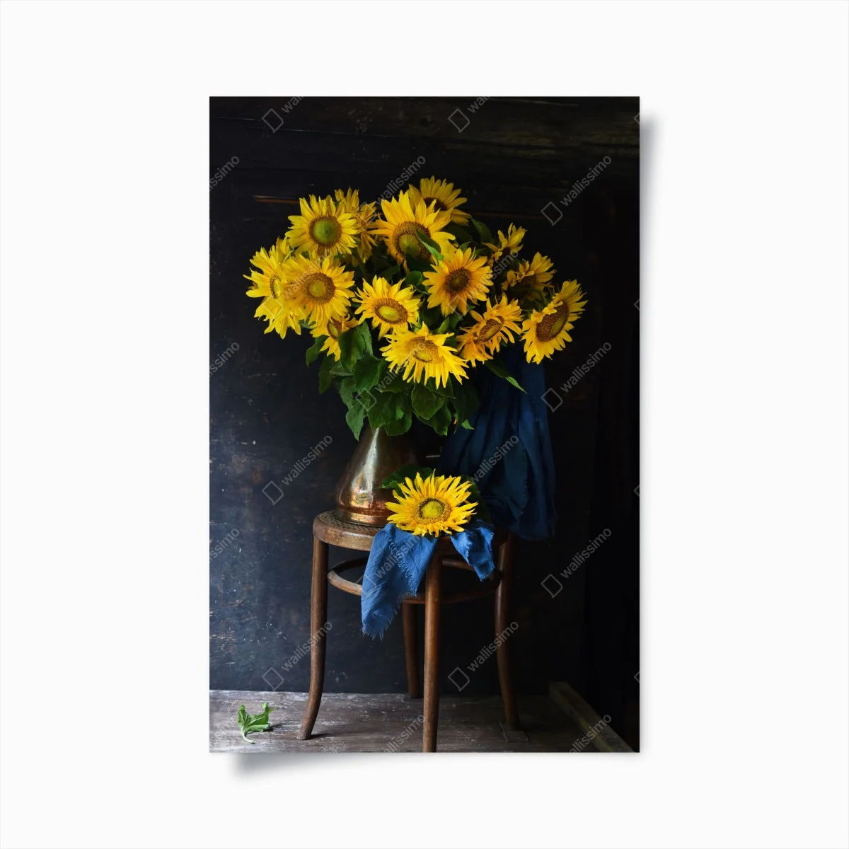 Poster bouquet di girasoli su sedia rustica • Wallissimo® Poster bouquet di girasoli su sedia rustica • Wallissimo®