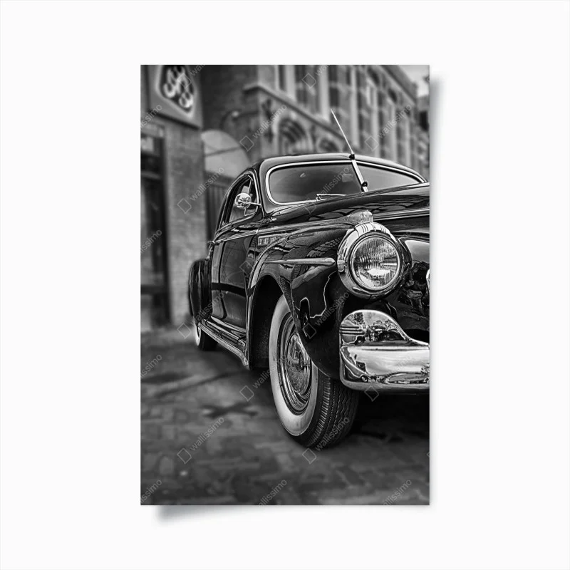 Poster eleganza automobilistica d'epoca in bianco e nero