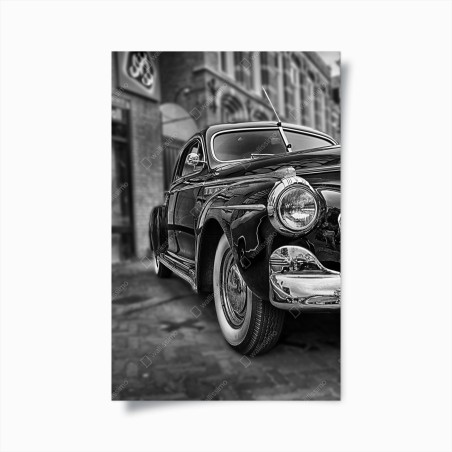 Poster eleganza automobilistica d'epoca in bianco e nero • Wallissimo®