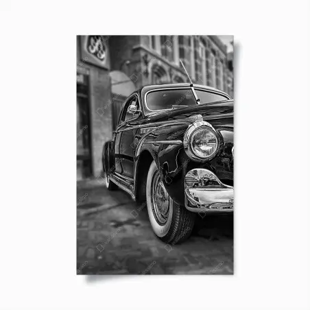Poster eleganza automobilistica d'epoca in bianco e nero • Wallissimo®
