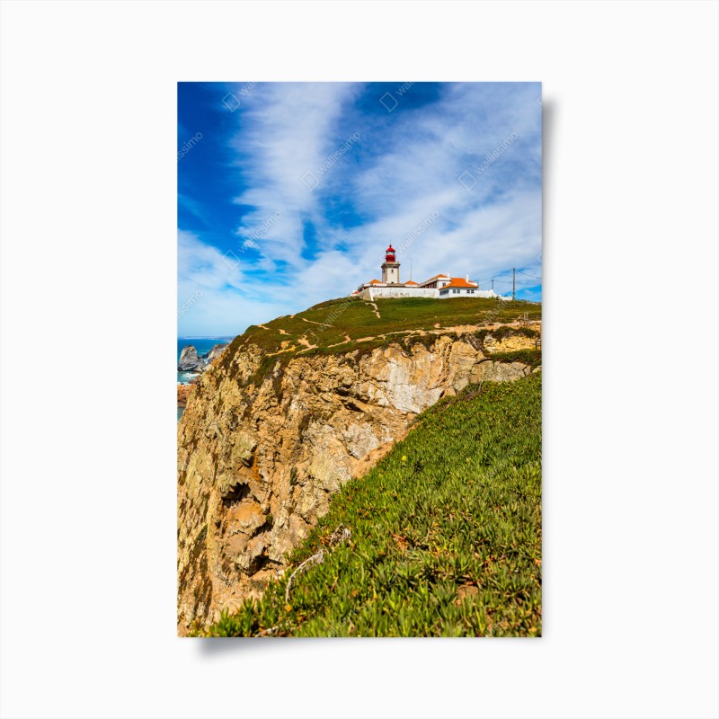 Poster faro di Cabo da Roca sulle scogliere atlantiche