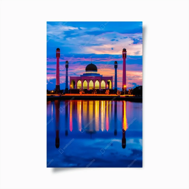 Poster moschea centrale di Songkhla al tramonto