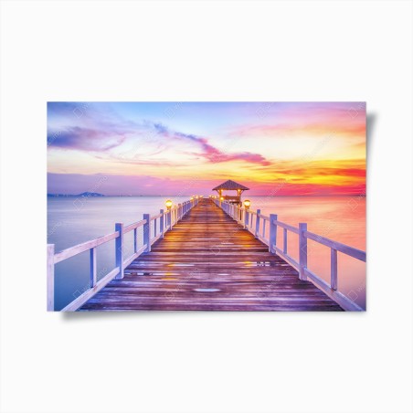 Poster tramonto sul molo: vista serena sul mare • Wallissimo®
