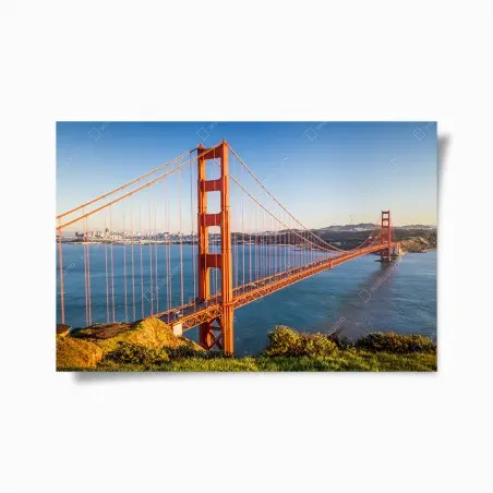 Poster paesaggio urbano con Golden Gate a San Francisco • Wallissimo®