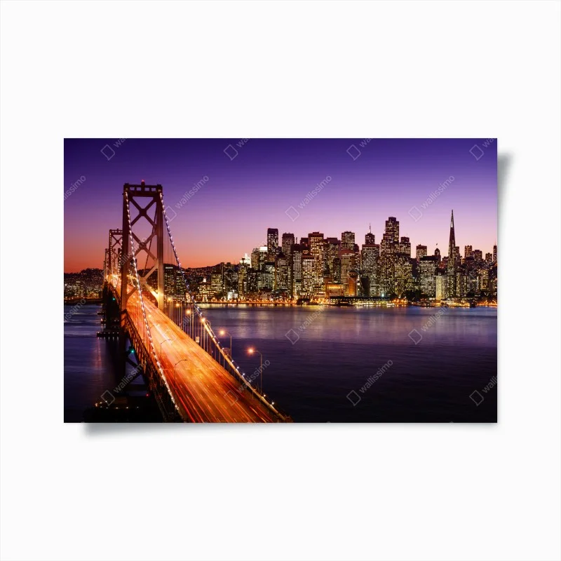 Poster tramonto su San Francisco e Bay Bridge