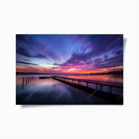 Poster molo al tramonto sul lago dai colori vividi • Wallissimo®