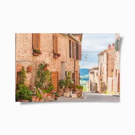 Poster borgo medievale fiorito in Toscana • Wallissimo®
