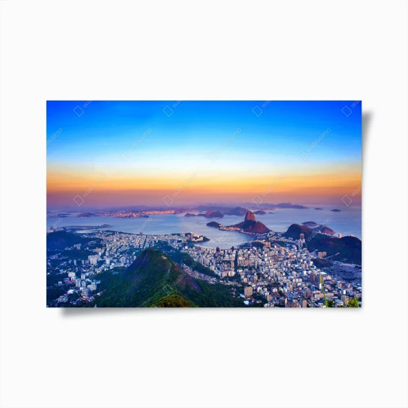 Poster panorama mozzafiato di Rio de Janeiro al tramonto