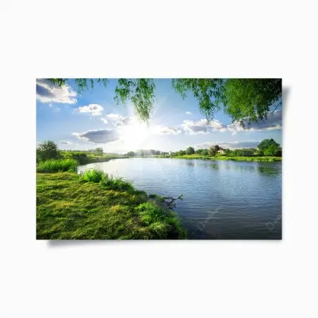 Poster giorno soleggiato sul fiume • Wallissimo®