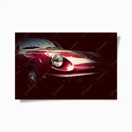 Poster eleganza retrò: dettaglio di auto d'epoca rossa • Wallissimo®