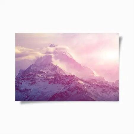 Poster montagna rosa al crepuscolo • Wallissimo®