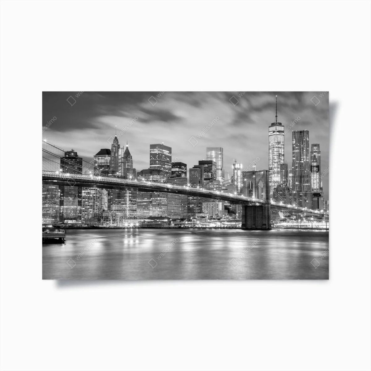 Poster notturno di Manhattan con il ponte di Brooklyn • Wallissimo® Poster notturno di Manhattan con il ponte di Brooklyn • Wallissimo®