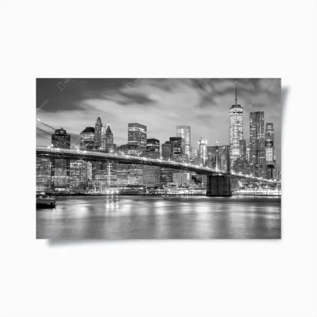 Poster notturno di Manhattan con il ponte di Brooklyn • Wallissimo®