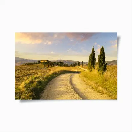 Poster strada di campagna in Toscana al tramonto • Wallissimo®
