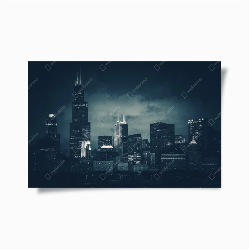 Poster notte urbana su Chicago
