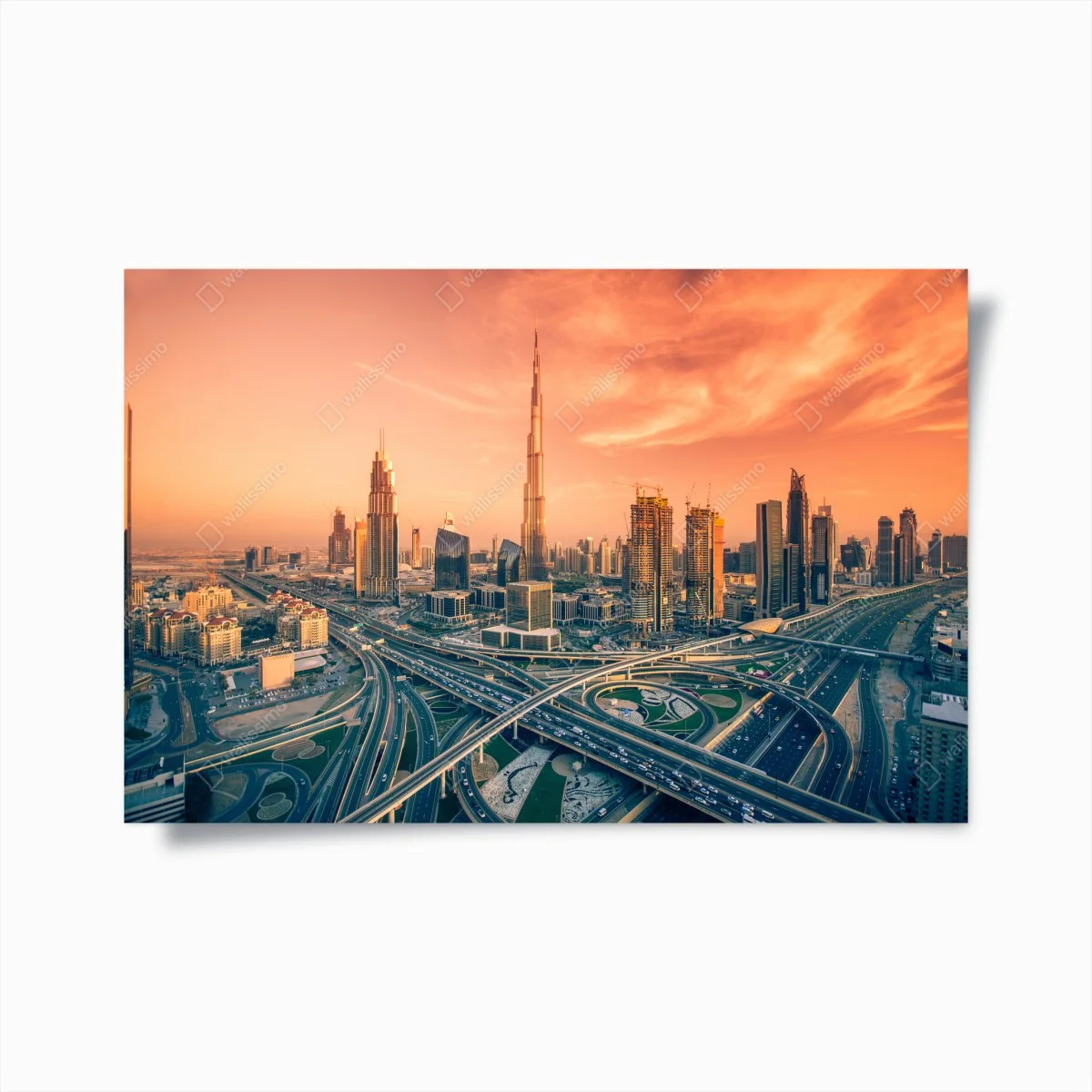 Poster panorama urbano di Dubai al tramonto • Wallissimo® Poster panorama urbano di Dubai al tramonto • Wallissimo®