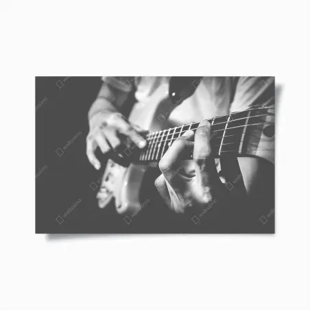 Poster dettaglio di chitarra elettrica in bianco e nero • Wallissimo®