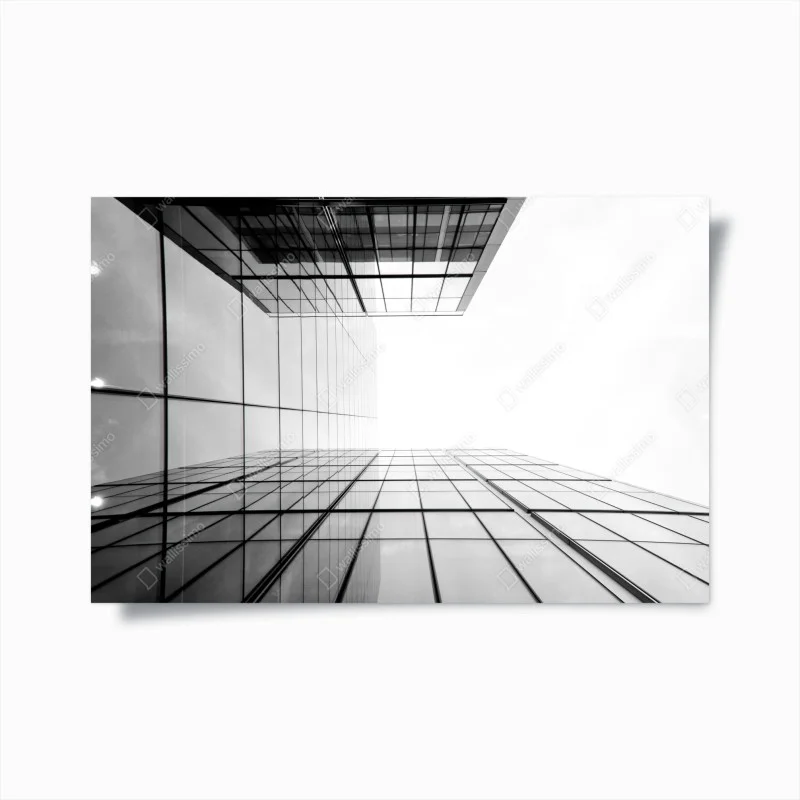 Poster prospettiva verticale di grattacielo in vetro