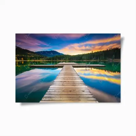 Poster molo verso il tramonto sul lago • Wallissimo®