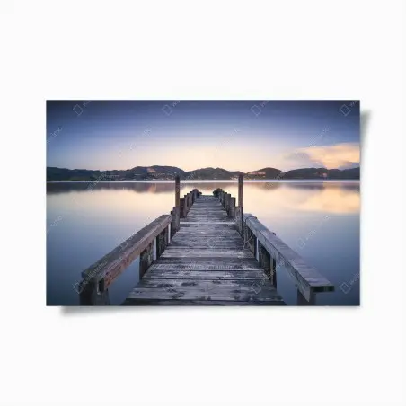Poster molo in legno al tramonto, Massaciuccoli, Toscana • Wallissimo®