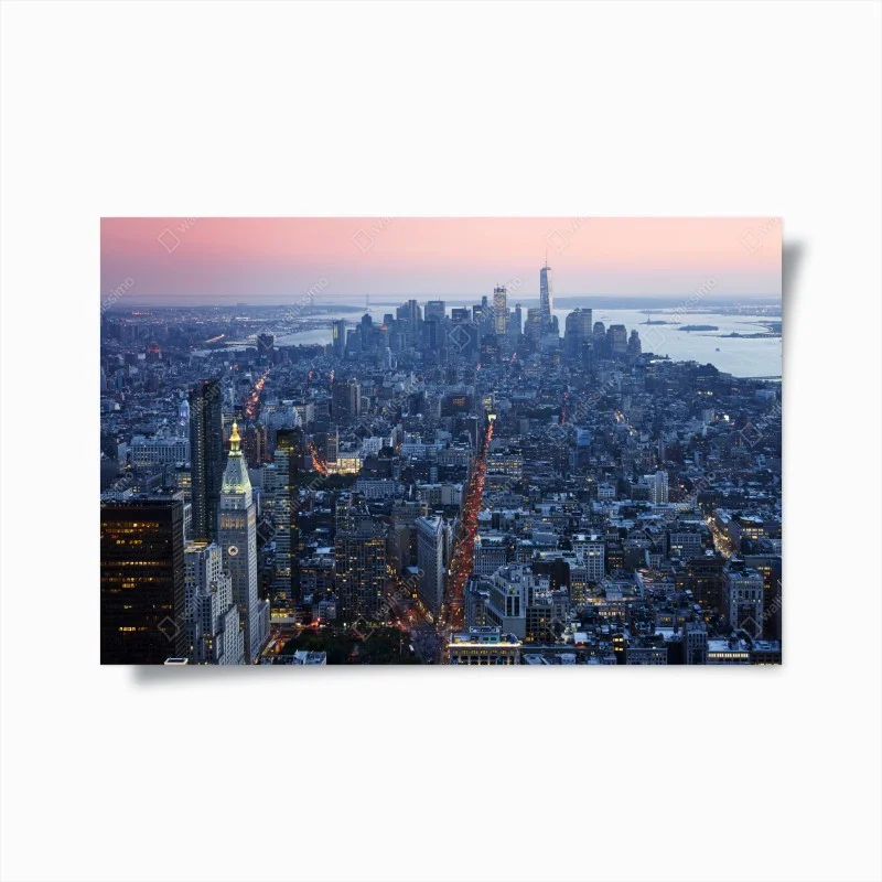 Poster tramonto su Manhattan: vista aerea del centro
