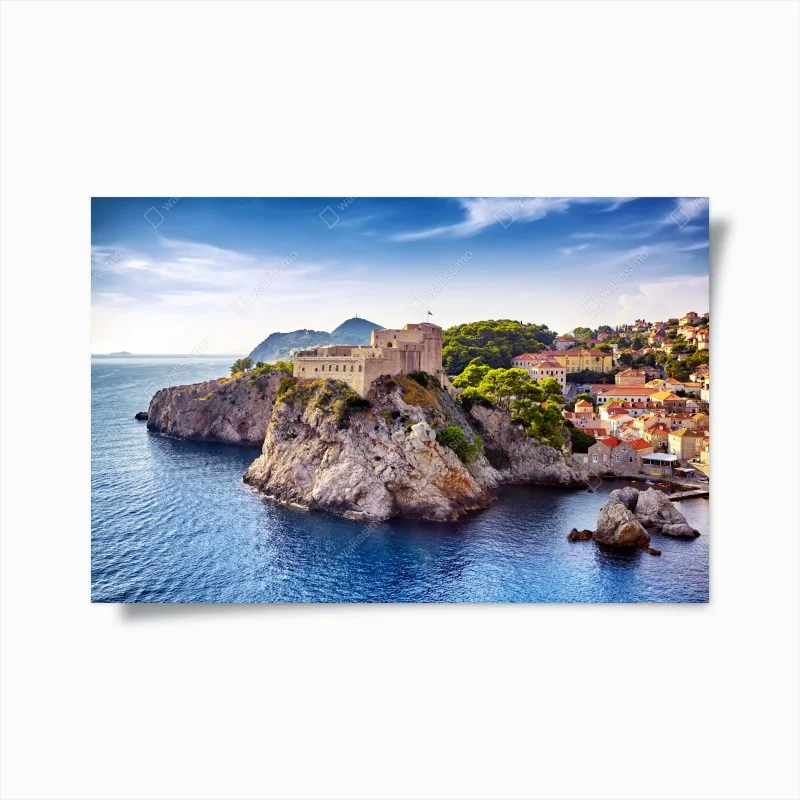 Poster tramonto su Dubrovnik: fortezza sulla scogliera