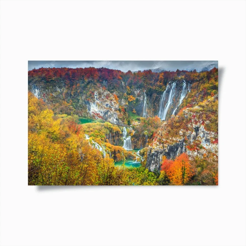 Poster cascate d'autunno a Plitvice