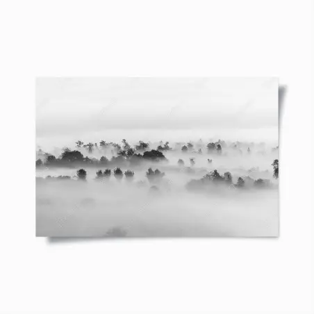 Poster mare di nuvole sulla foresta - minimalismo in bianco e nero • Wallissimo®