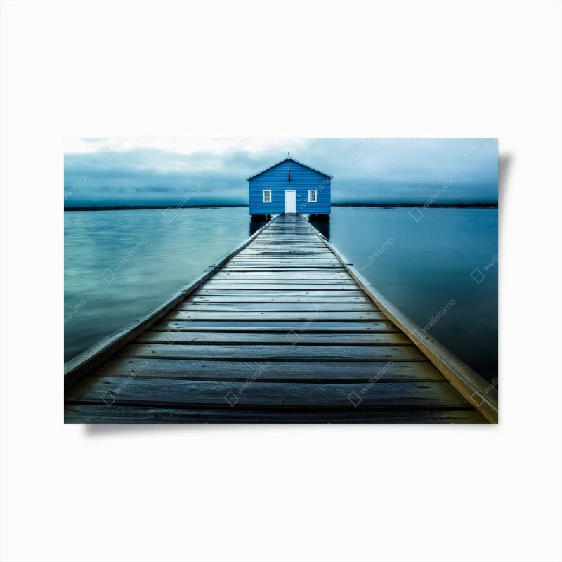 Poster capanno blu sul pontile