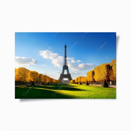 Poster panorama primaverile di Torre Eiffel al Champ de Mars, Parigi • Wallissimo®