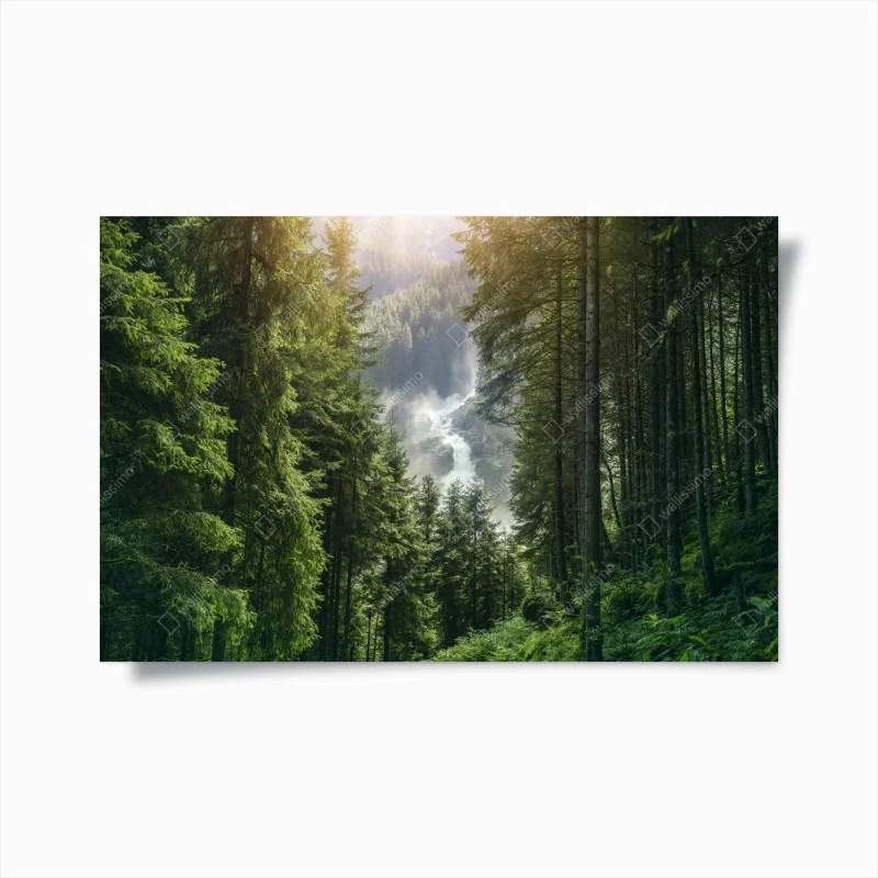 Poster cascata di Krimml nella foresta alpina