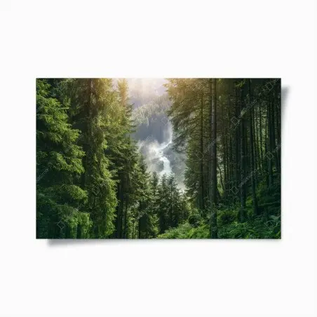 Poster cascata di Krimml nella foresta alpina • Wallissimo®