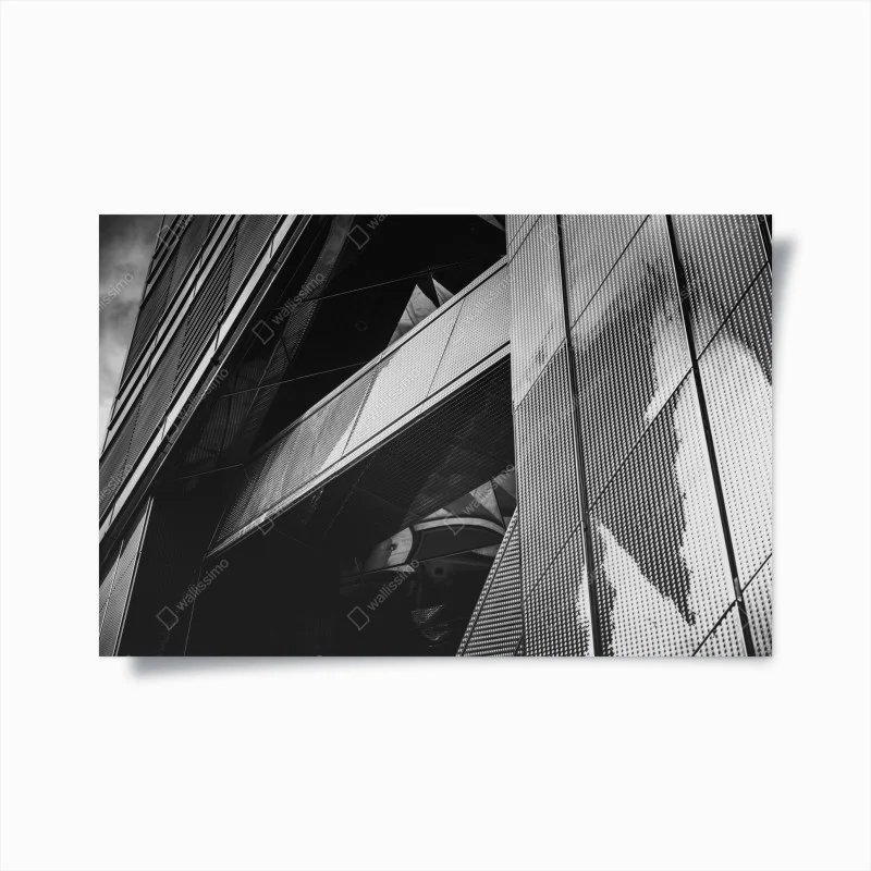 Poster prospettiva urbana astratta in bianco e nero