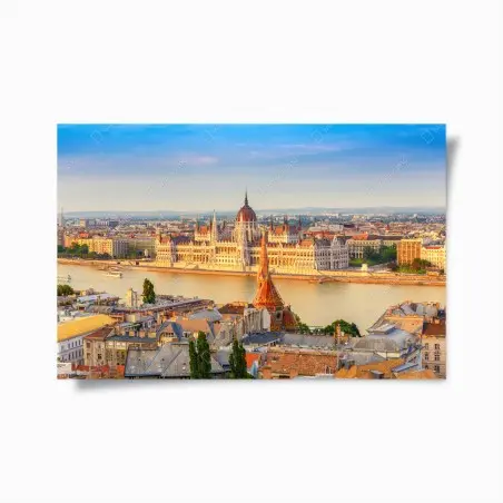 Poster tramonto sul parlamento di Budapest • Wallissimo®
